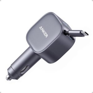 Anker Nano Car Charger 75W Built-In Retractable Usb-C Cable – Grey – A2738HA2 – OP